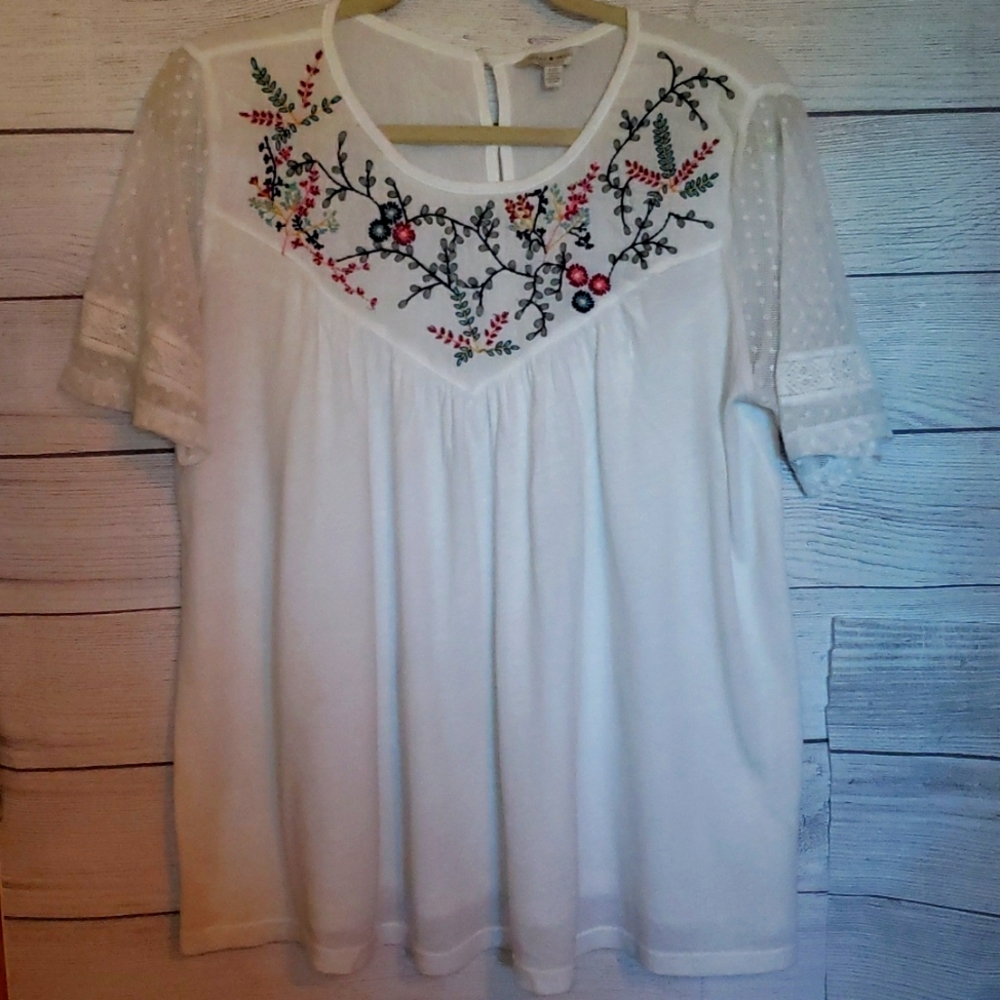 White Lucky Brand Blouse Size L